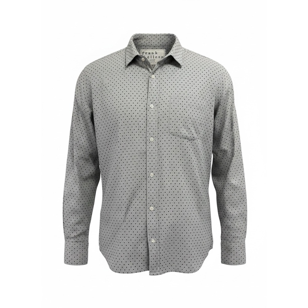 Frank & Eileen Paul Mens Met Grey Black  polka Dot  Button Down Shirt (W42)